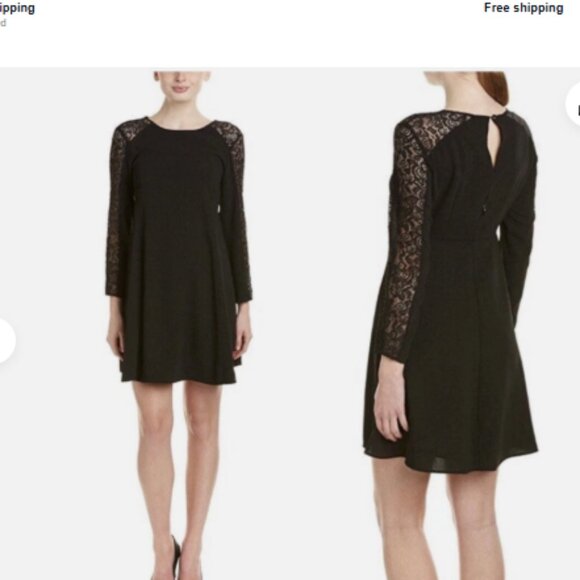 CeCe Black cocktail dress with lace sleeves - NWT size 6 - Picture 2 of 5
